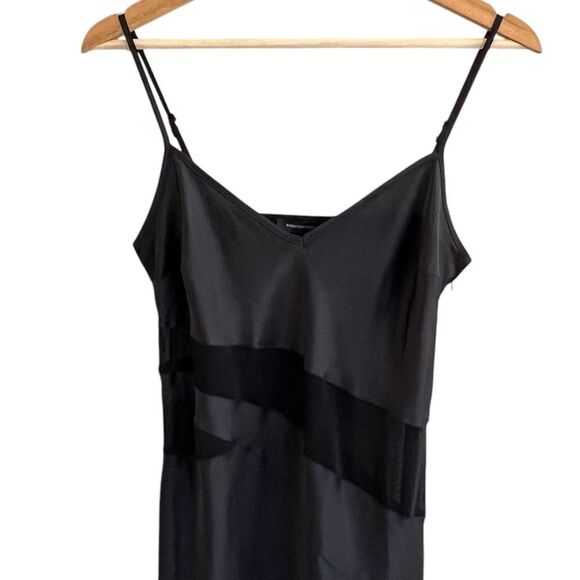 French Connection Satin Mesh Slip Dress Black Long Sz 4 Whimsigoth Grunge 90’s - Picture 3 of 10